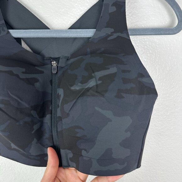 Lululemon Enlite Bra 34D Zip Front Incognito Camo Multi Grey Ultralu Athletic Ac - Picture 3 of 9